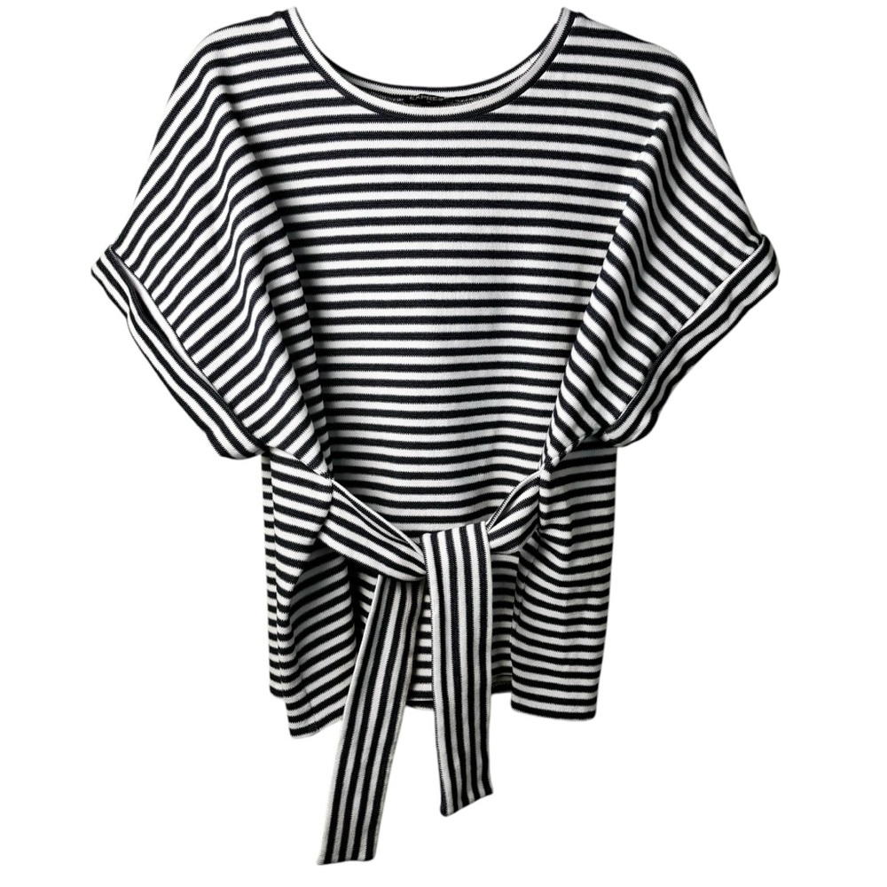 Express Blue & White Stripe Dolman Sleeve Tie Front Blouse Size Large